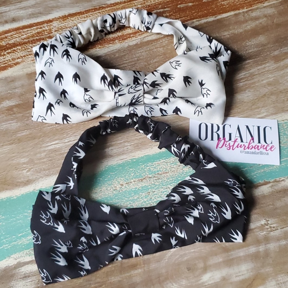 Set of 2 Bow Hair Wraps Hairbands Robins